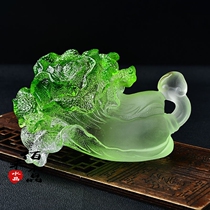 100 Wo crystal glazed jade cabbage swing piece Treasure Living Room Xuanguan TV Wine Cabinet Adornment Open Giao Gift