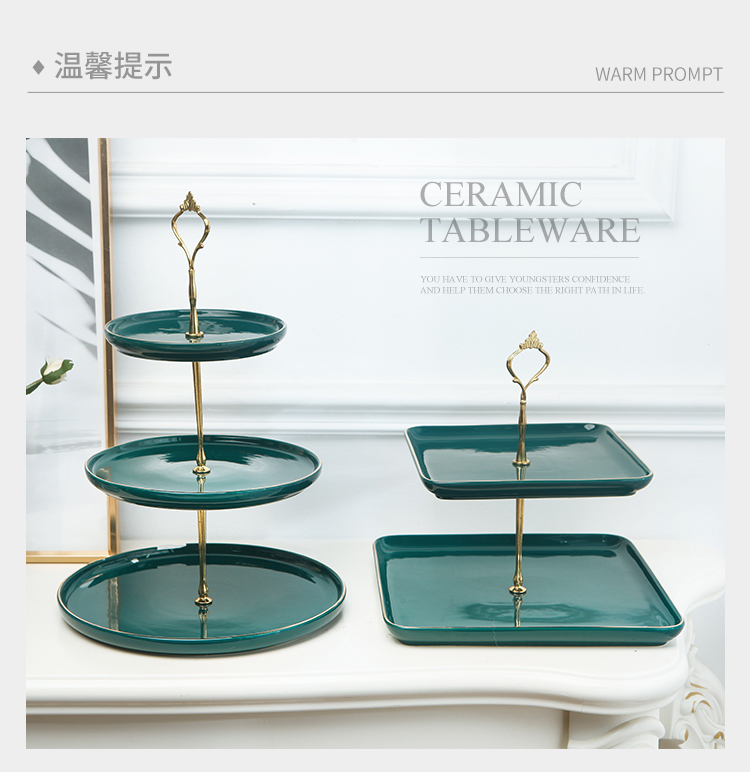 Fruit bowl creative home sitting room of Europe type tea table three the layers of double candy snack plate contracted and I ceramic bowl