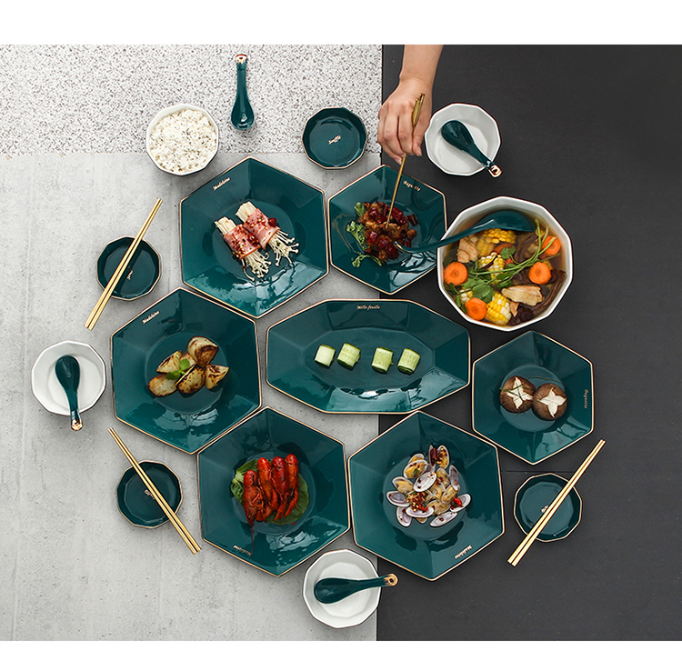 Ceramic platter tableware platter spell up phnom penh dish combination Fang Jiayong party always 0 hexagonal plates the diamond combination