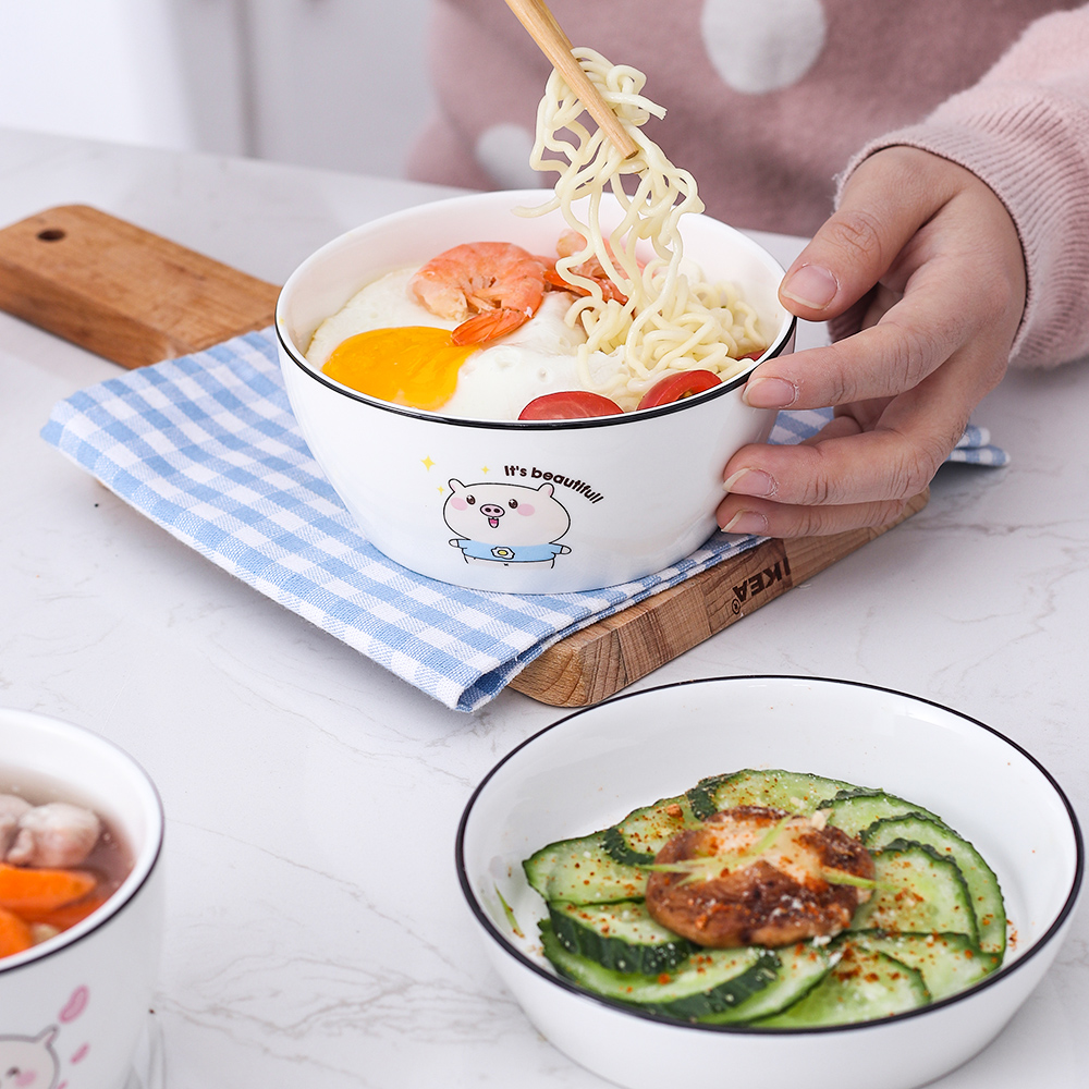 Fu kang classic hold ceramic tableware suit dishes cup spoon breakfast covered 5 times