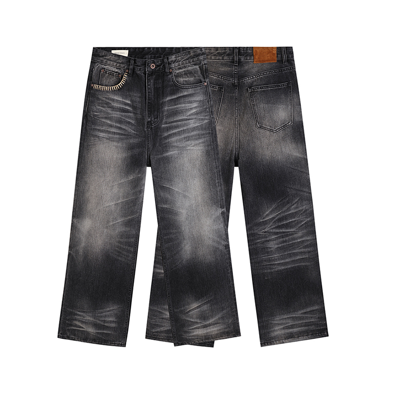 Mnemo Weave Hand-Stitched Kanglong A-Line Loose Straight-Leg Jeans Mnemo Weave Hand-Stitched Kanglong A-Line Loose Straight-Leg Jeans