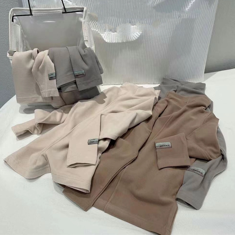 South Korean children's clothing children cashmere pro-skin jersey 2021 autumn winter new male and female child pure color 100 hitch lap long sleeves