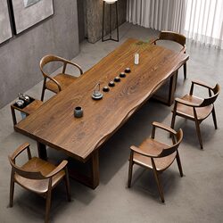 Solid Wood Large Plate Tea Table Table and Chair Combination Office Living Room For Home Tea-making Taichung Style Boss Table Minimalist Modern