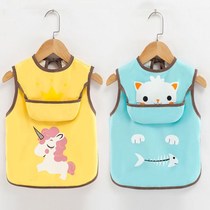 Baby eating coat waterproof anti-dirty spring summer thin childrens rice pocket sleeveless vest baby bib