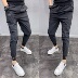 . Mùa hè mỏng giản dị quần nam Hàn Quốc phiên bản của cơ thể xà cạp đen sweatpants dải chân nhỏ đàn hồi quần chín điểm nam 