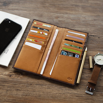 Blue leather long leather wallet for men and women Blue leather long leather wallet for men and women