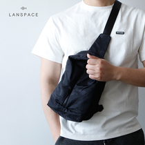 LANSPACE Blue Leather Male Style Light Cell Phone Bag Youth Casual Zipped Cloth Bag Nylon Bunbag Fashion Satchel Wave