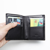 Blue leather wallet mens short leather small ultra-thin large capacity cowhide card bag wallet integrated soft wallet