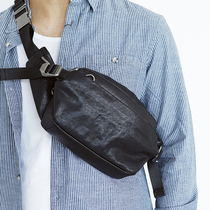 Blue leather chest bag male leather trendy brand personality crossbody Joker top layer cowhide small backpack fashion Mini running bag