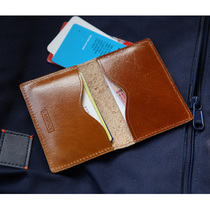 Blue leather first layer cowhide handmade small wallet Ultra-thin coin purse Mens leather small card bag Womens fashion wallet