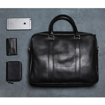 Blue leather men leather briefcase fashion simple cowhide leather Hand bag Korean version of computer bag cross shoulder mens bag