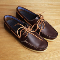 Blue leather mens casual leather low-top shoes English shoes lazy shoes one pedal cowhide shoes Bean shoes
