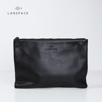 Blue leather mens leather clutch fashion trend cowhide hand bag large capacity file bag Hand bag mens bag