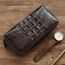 Blue leather mens long leather zipper wallet trendy fashion crocodile leather large capacity handbag mobile phone bag