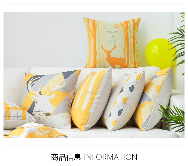 Nordic vàng lanh bông gối hươu gối phòng nhà sống sofa đệm ngủ gối với lõi gối bìa - Trở lại đệm / Bolsters gối ghế