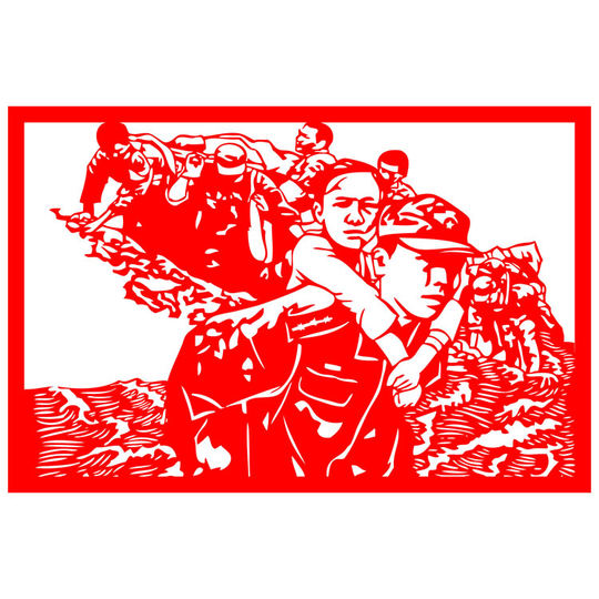 Warrior Paper-Cut Red Rice Paper Hollow-Out Window Decoration Paper-Cut for Protecting the Country and Nation-Building Patriotic Paper-Cut Soldier Hero Paper-Cut Finished Product