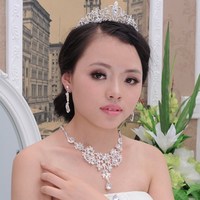 Bridal jewelry necklace three-piece rhinestone alloy jewelry