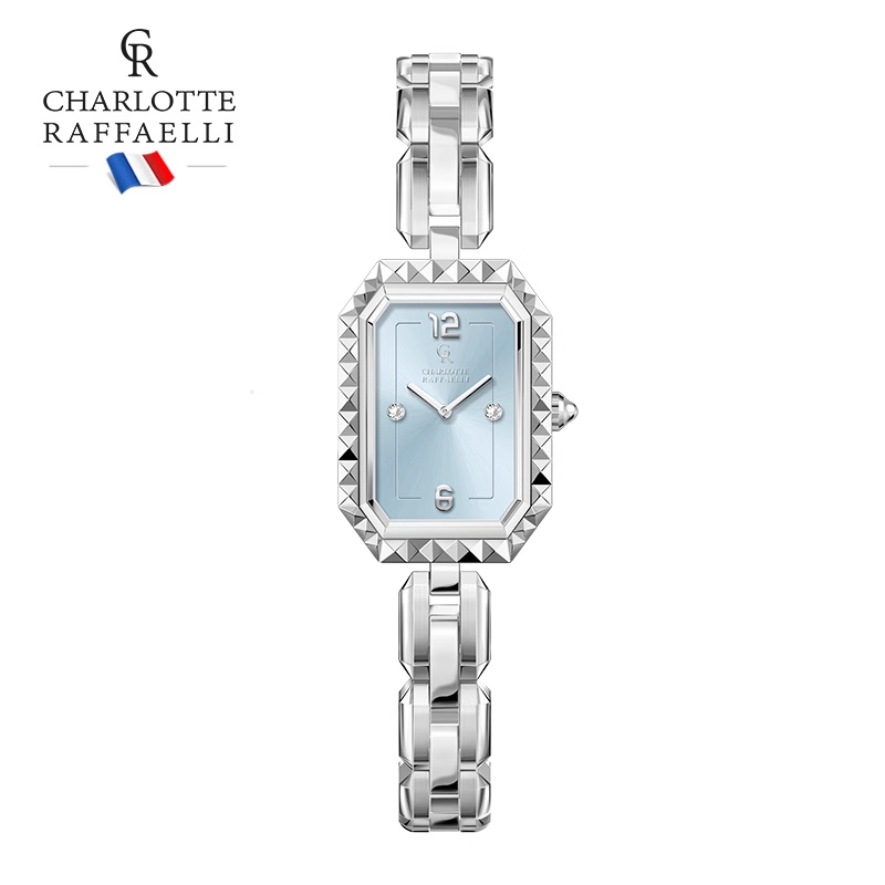Cr Charlotte Little Blue Square Women's Watch Quartz Watch Fashion Niche Watch 520 Gift Box for Girlfriend