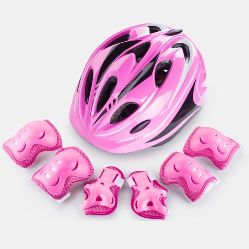 Baby carrier elementary school children riding children's protective gear baby hat protection kowtowing elbow foot helmet wheel sliding shoes electric car-Taobao