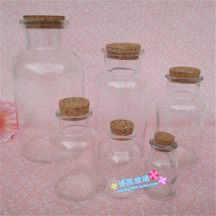 Glass bottle Guangkou Hsu May Bottle Reagent Bottle DIY Wood Stopper Bottle Drift Bottle Creative Vase Swing Piece