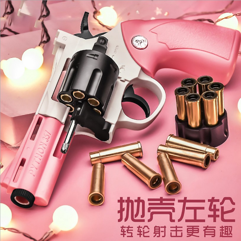 Left Wheel Soft Bullet Gun 357 Hands Small Gun Runner Simulation Model Smash Gun Metal Can Launch Child Boy Toy