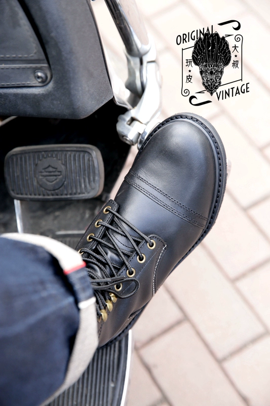 811 paratrooper ủng đen Goodyear nhập khẩu lớp da bò đỏ retro dụng cụ đầu máy cánh nam