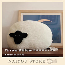 naiyoustore lamb wool lying lamb with a pillow soft cotton back home cushions on the back of a pillow