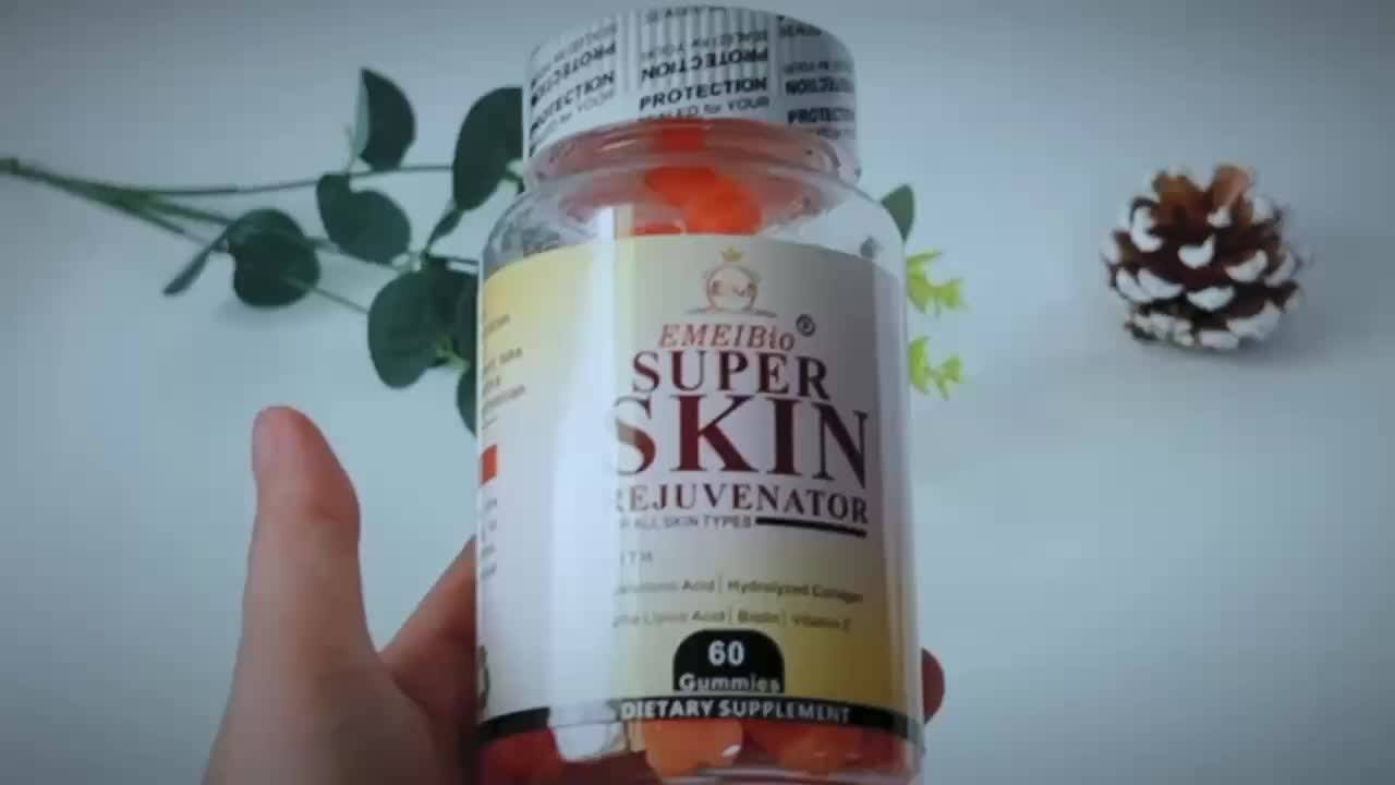 Halal 100% Natural Reduced Skin GSH Supplement Brightening Skin Whitening  Gummy Candy Collagen L-Glutathione Gummies
