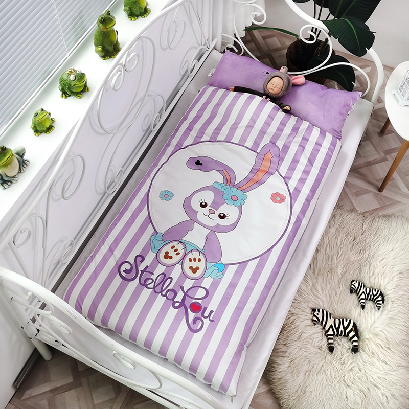 Star Della Children Sleeping Bag Cartoon Purple Rabbit Pure Cotton Autumn Winter Thickened Baby Suede Baby Anti Kick Quilt Kindergarten
