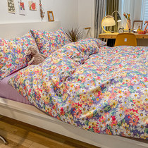 Fields Garden Wind Small Broken Flowers Pure Cotton Bed Three-Four Pieces Cute Adolescent Girls All-cotton Sheets Quilt Cover Dormitory Single Double 1 8