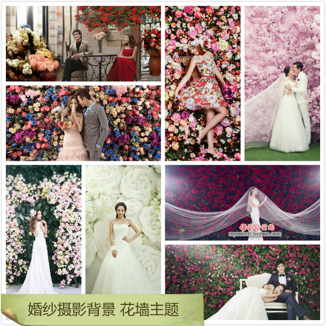 New photo gallery Flower wall themed wedding photography background cloth studio for real shooting digital pp paper background
