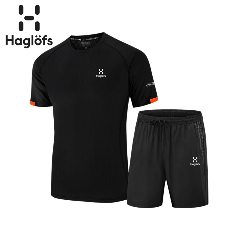 Haglofs Matchstick Quick-Drying T-Shirt Suit Men's Summer Ice Silk Breathable Short-Sleeved Shorts Fitness Running Sportswear