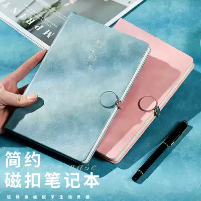 Notebook simple College student diary literature and art ins Wind Magnetic buckle grid book hard leather retro note book