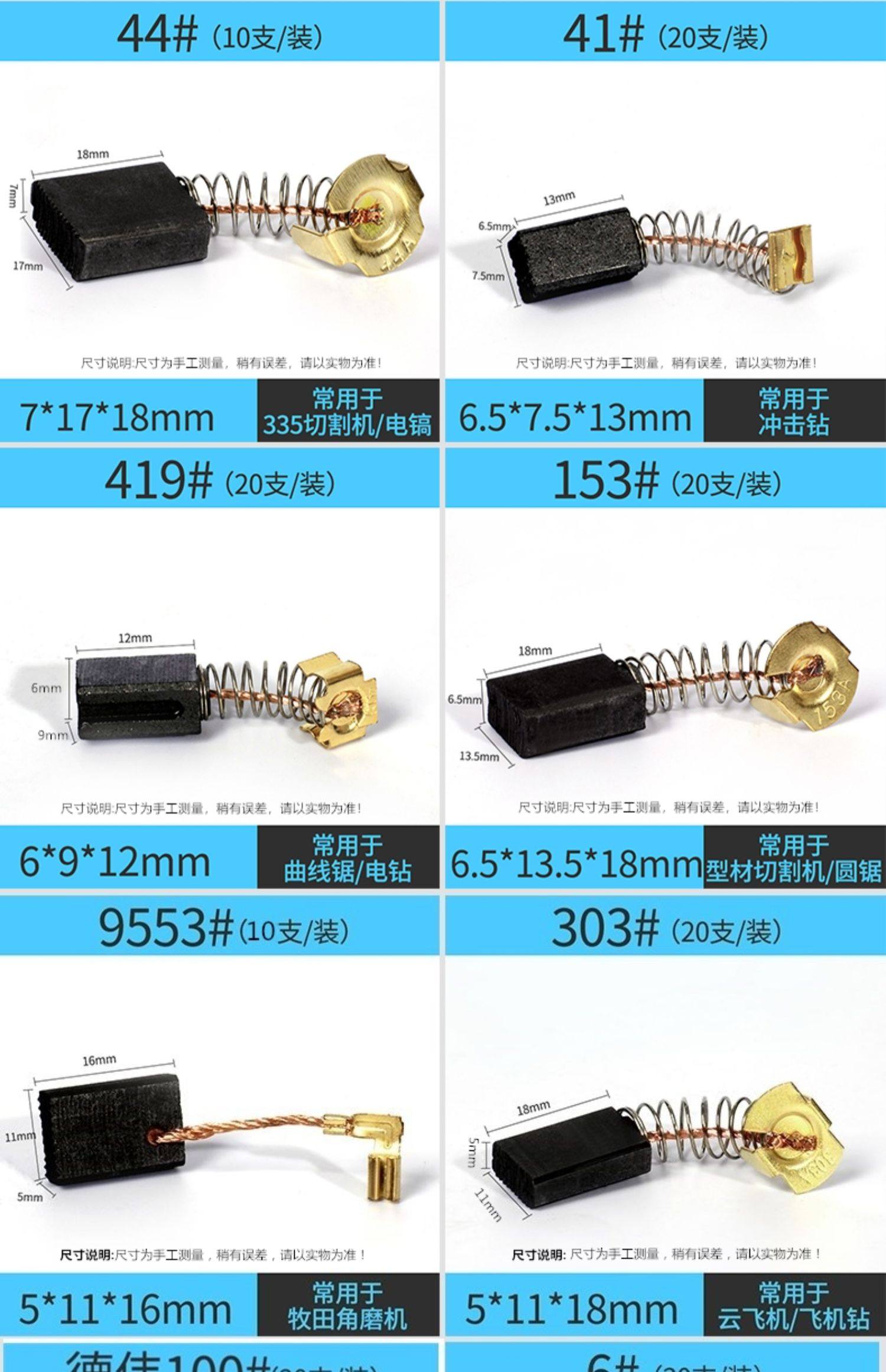Carbon brush replacements for electric appliances and power tools 4