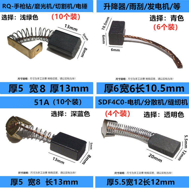 Carbon brush replacements for electric appliances and power tools 19