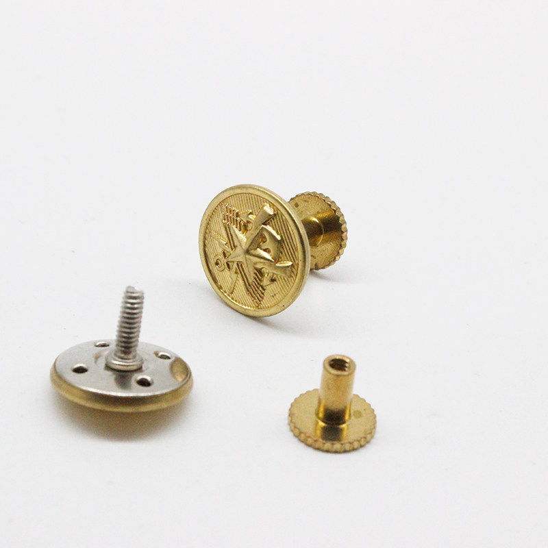 大蓋型螺母帽扣大帽簷帽帽風帶固定扣制服肩章扣肩章螺絲帽扣