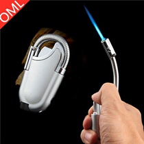  Bendable long lighter windproof straight inflatable creative household igniter with lamp Small torch point moxibustion mosquito coil