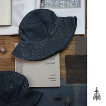 Unfinished plant dyed blue dye short eaves retro handmade batik casual fishermans hat