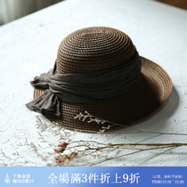 Unfinished Persimmon dyeing big brim sun hat sun hat straw hat female beach seaside resort wide eaves hat