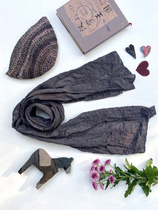 Unfinished plant dyed linen silk heavy industry patch scarf big shawl