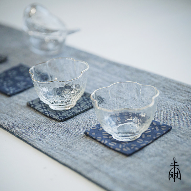 Unfinished indigo-dyed tea coaster cotton and hemp ethnic style Kung Fu tea set heat insulation pad Chinese retro coaster tea table
