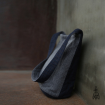 Unfinished plant dyeing original minimalist design Tea dyed linen hand woven fabric splicing shoulder bag for men and women