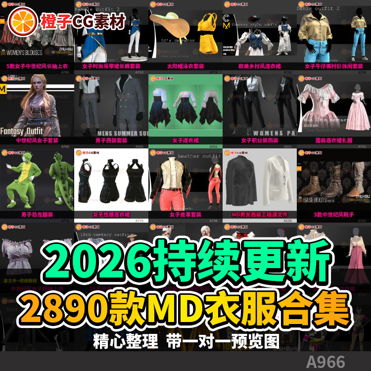 Md Clothing Material Collection Clo3D Clothing Design Pattern File Source Model Zprjzpac Men's and Women's Engineering