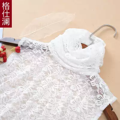 Autumn and winter new large size turtleneck wild collar vest decorative black and white bottoming lace fake collar women