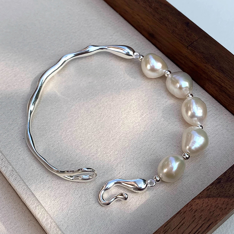 Natural Baroque Freshwater Strong Luster Pearl Bracelet, Light Luxury Niche Design Bracelet for Women, Half Bracelet Pearl Bracelet