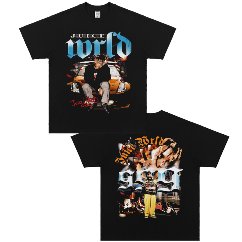 Juice Wrld 2024 European and American Street Fashion Brand Hip-Hop Rap Short-Sleeved Printed T-Shirt Loose Fit