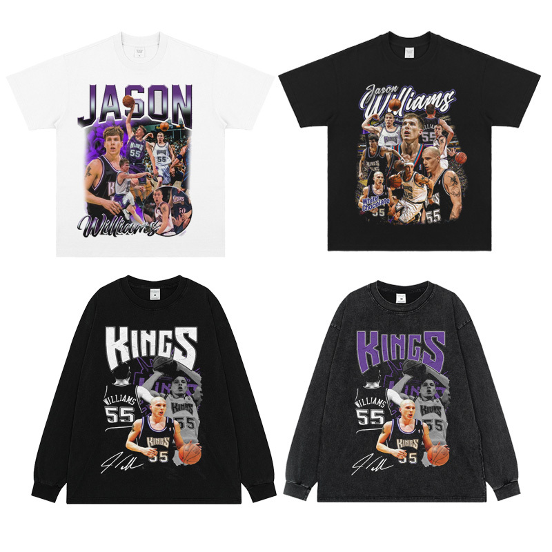 Jason Williams American Casual Retro Small Neckline Short-Sleeved Distressed T-Shirt