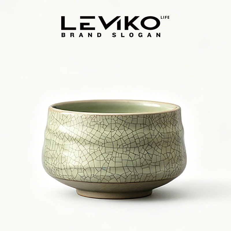 Leviko Japanese Kiln-Fired Vintage Ceramic Matcha Bowl, Tea Bowl, Tea Whisk Stand, Song Dynasty Tea Whisk Set