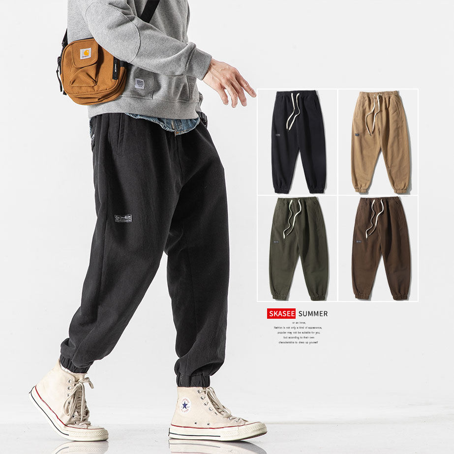Men's 100 Hitch Pants Casual Narrow Leggings Pants Loose bunches Pants Fall Collection Leggings Pants Male Tide Cards Korean version Trend
