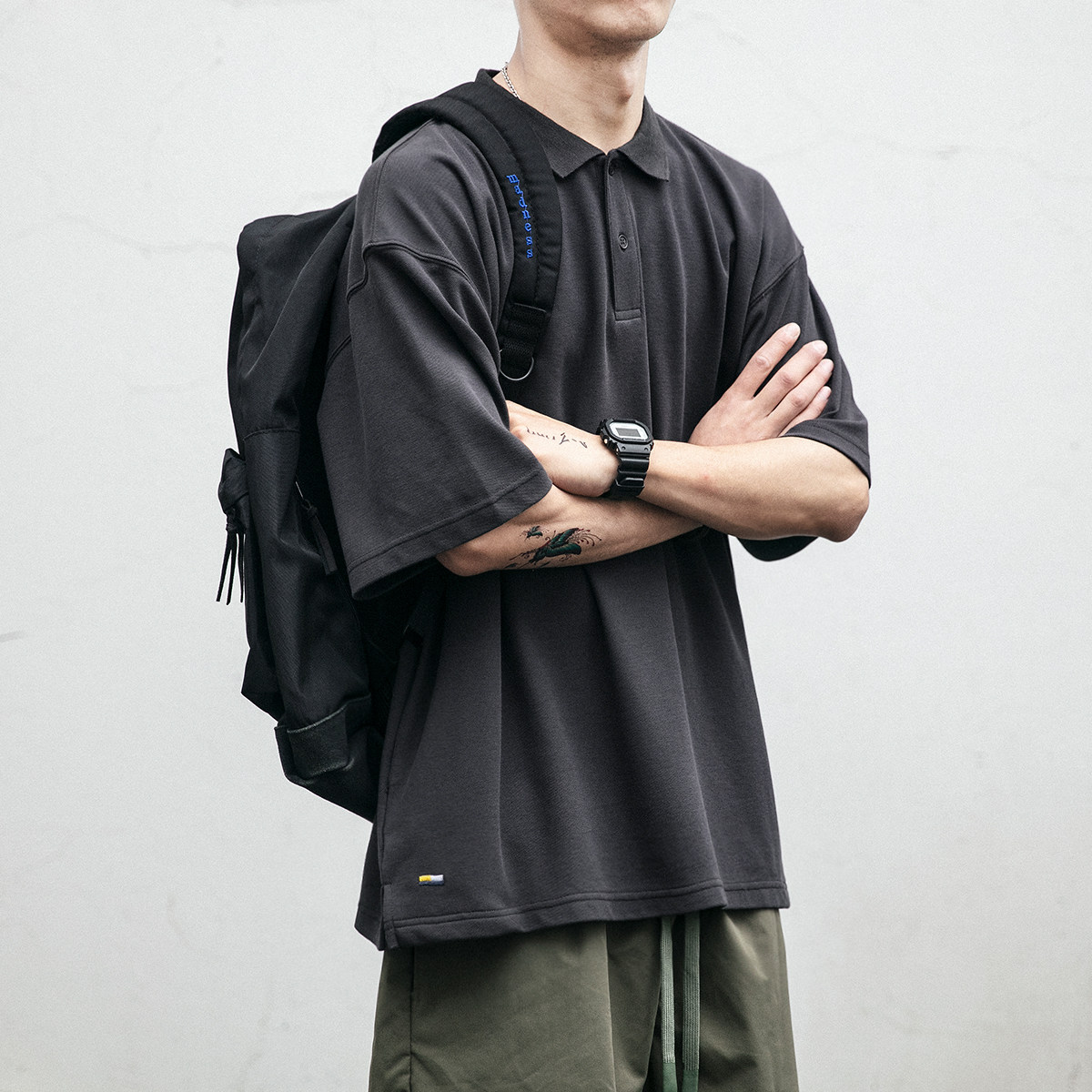 Summer tide brand polo shirt men's short-sleeved cityboy wind lapel T-shirt loose half-sleeved couple casual ins top